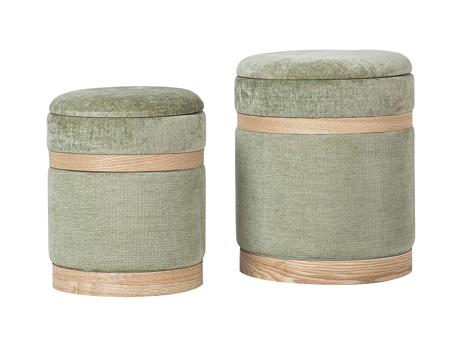 Set 2 Puffs Poliester 36x36x44 31x31x38 Cm