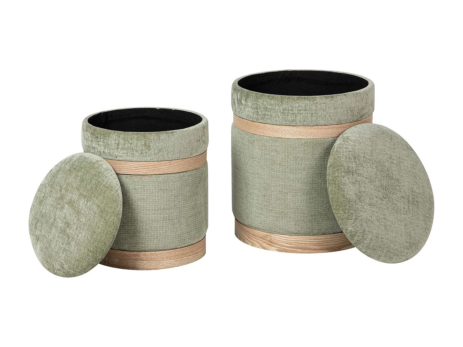 Set 2 Puffs Poliester 36x36x44 31x31x38 Cm