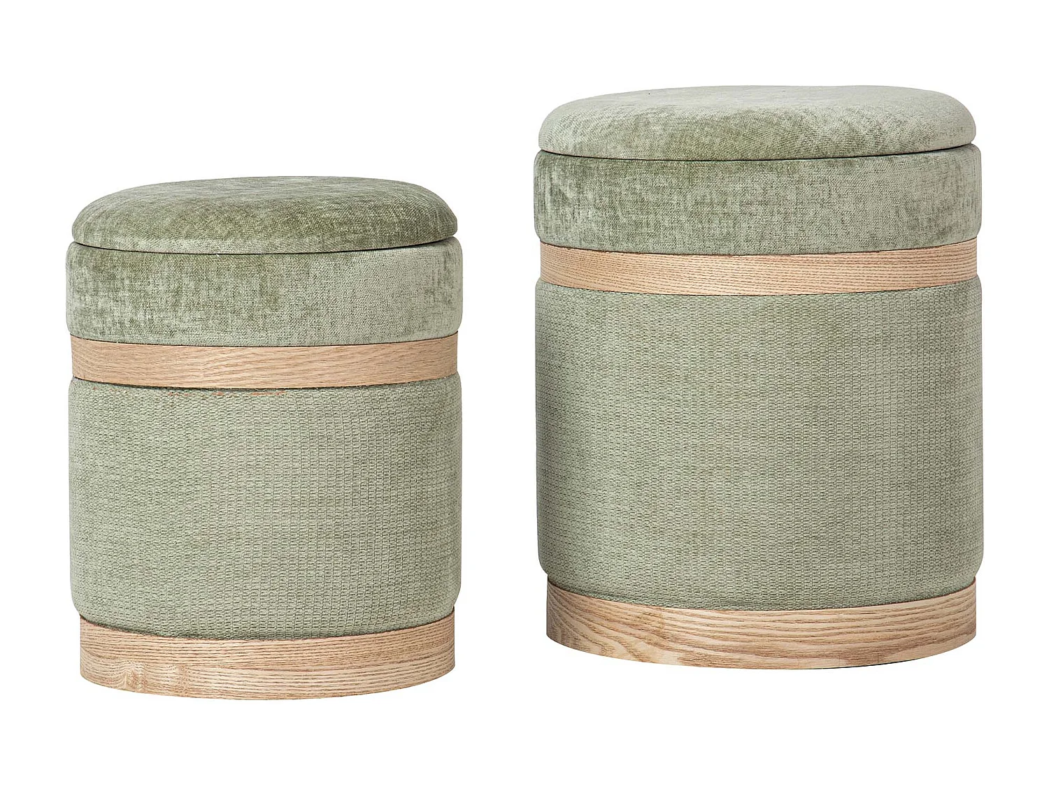 Set 2 Puffs Poliester 36x36x44 31x31x38 Cm