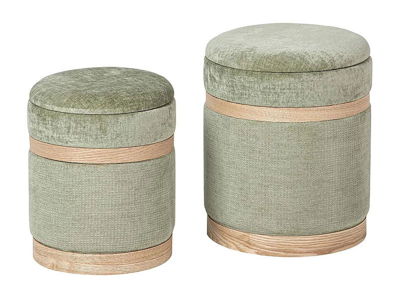 Set 2 Puffs Poliester 36x36x44 31x31x38 Cm