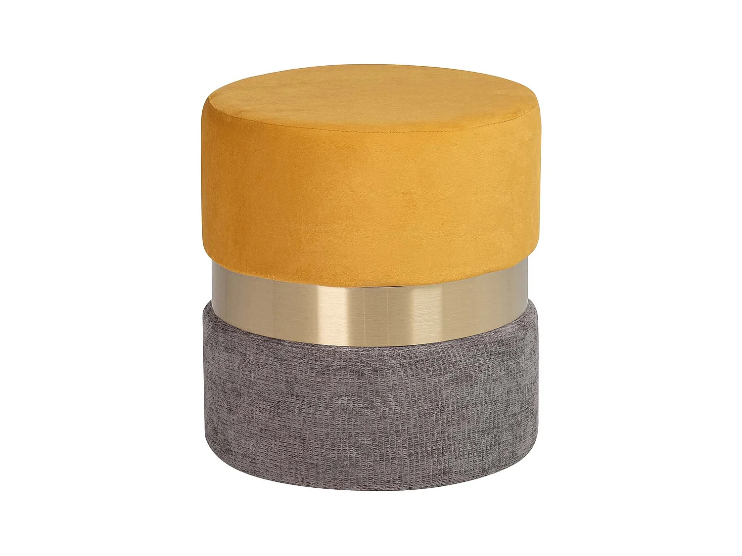 Puff Velvet Amarillo Gris 40x40x44 Cm