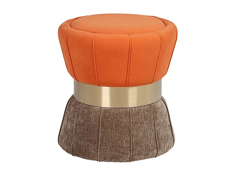 PUFF VELVET NARANJA MARRON 40x40x44 CM