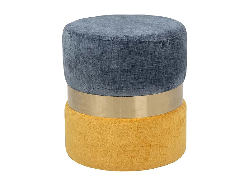 Puff Poliester Azul Amarillo 40x40x43 Cm