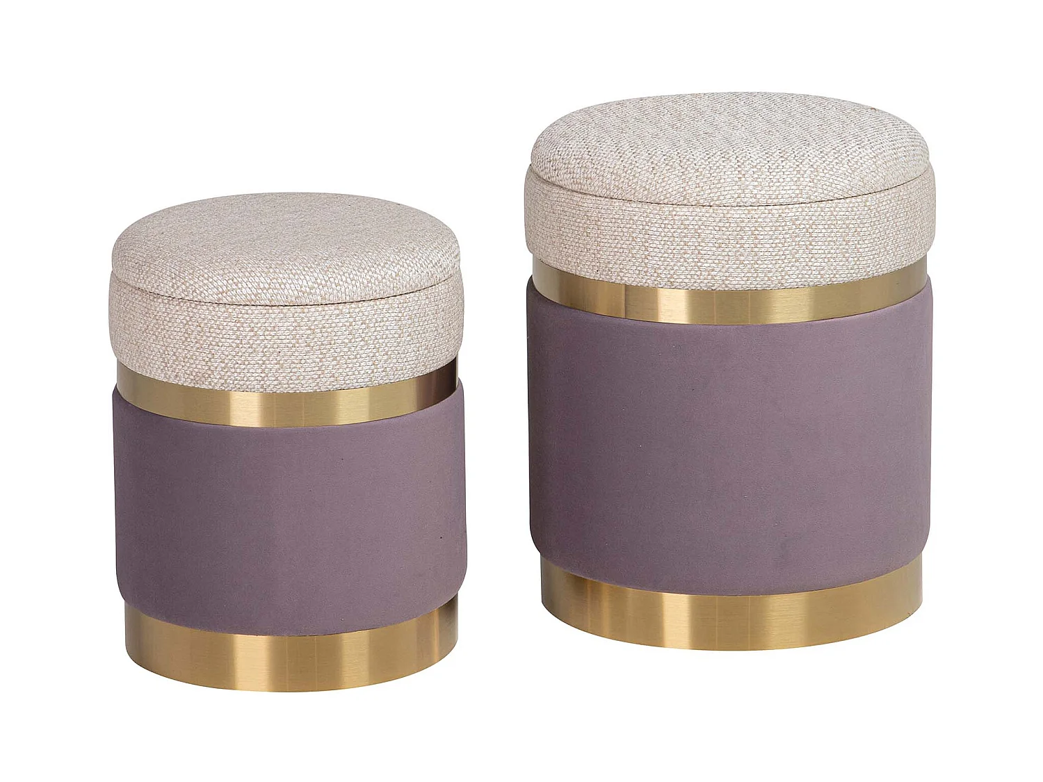 Set 2 Puffs Poliester 36x36x44 31x31x38 Cm