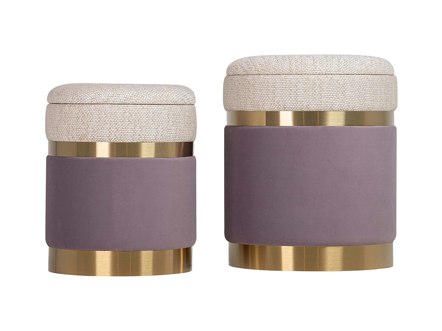 Set 2 Puffs Poliester 36x36x44 31x31x38 Cm