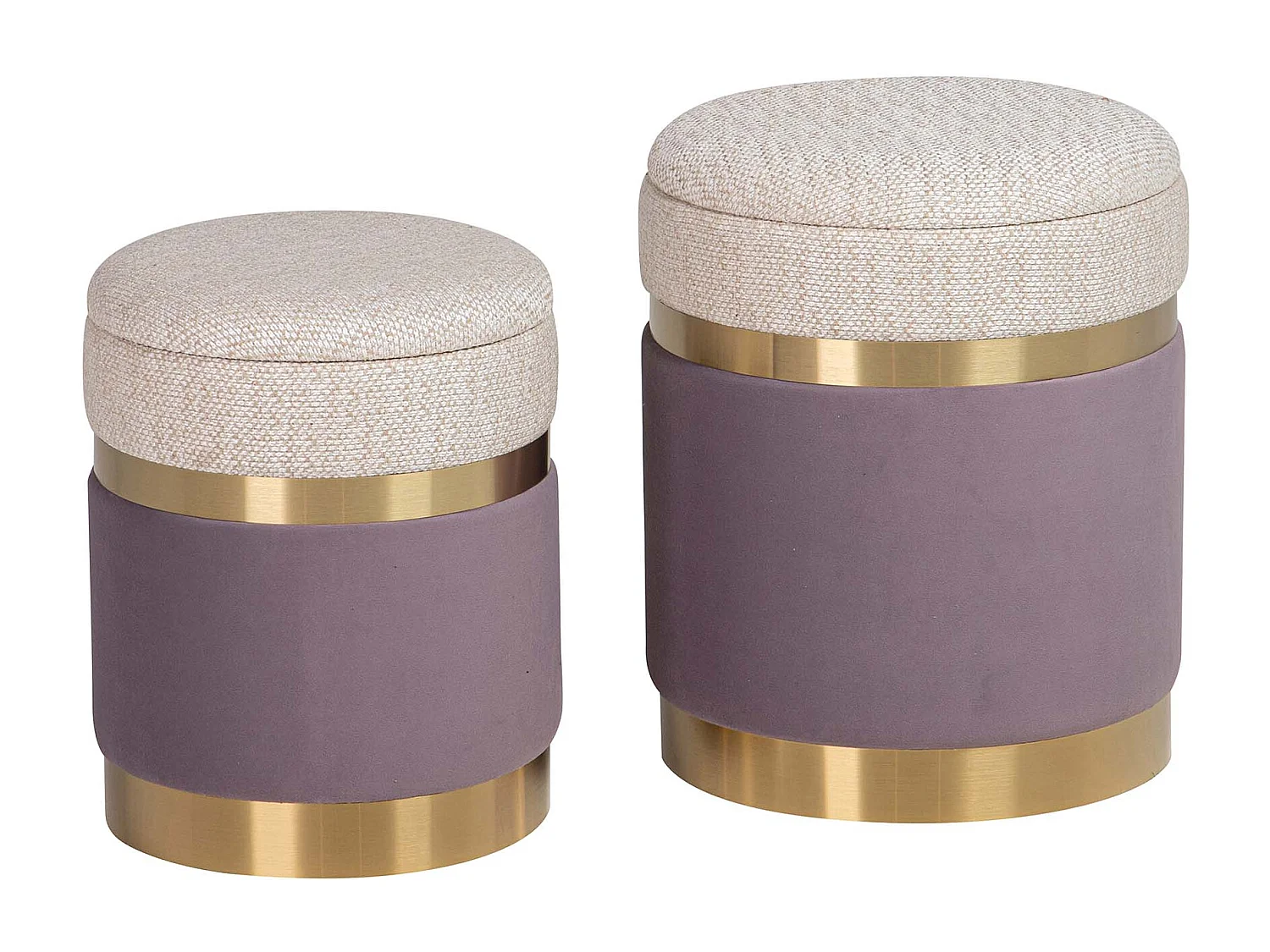 Set 2 Puffs Poliester 36x36x44 31x31x38 Cm