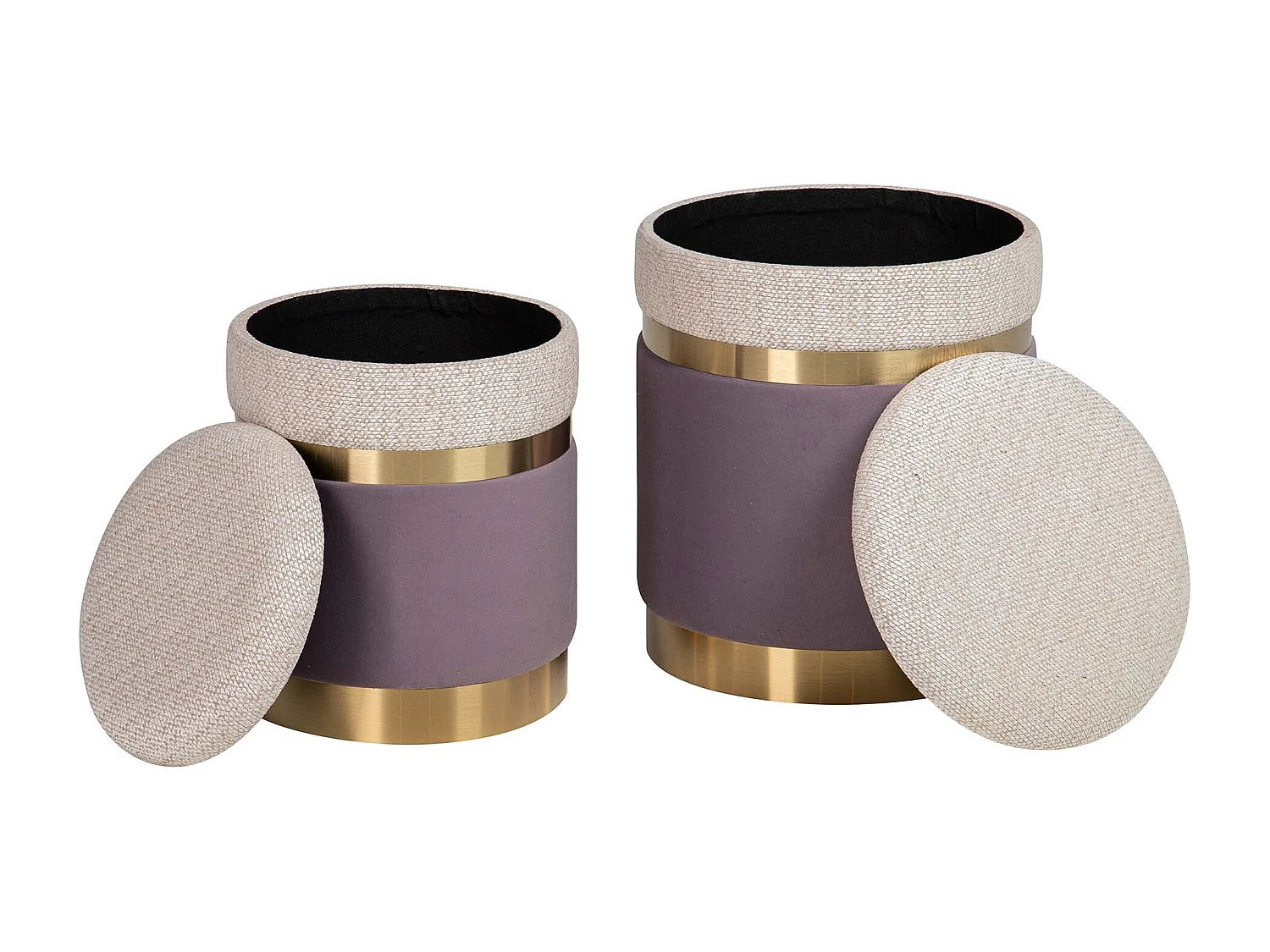 Set 2 Puffs Poliester 36x36x44 31x31x38 Cm