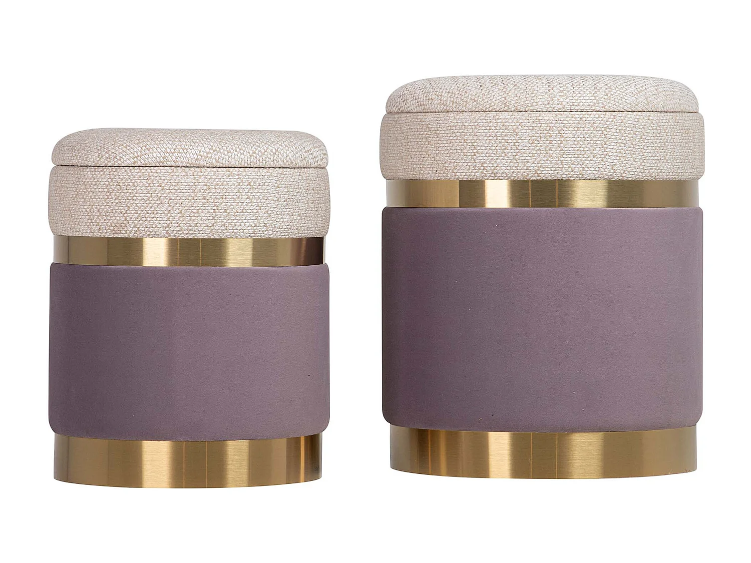 Set 2 Puffs Poliester 36x36x44 31x31x38 Cm