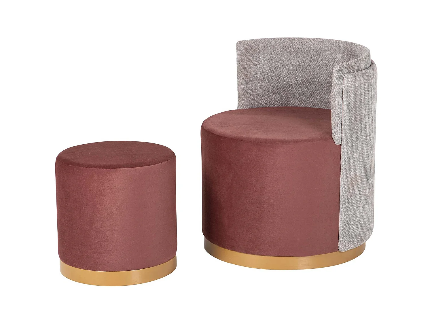 Set Butaca Y Puff Velvet 61x61x70 40x40x40 Cm