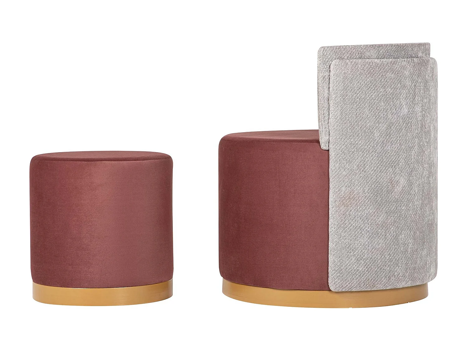 Set Butaca Y Puff Velvet 61x61x70 40x40x40 Cm