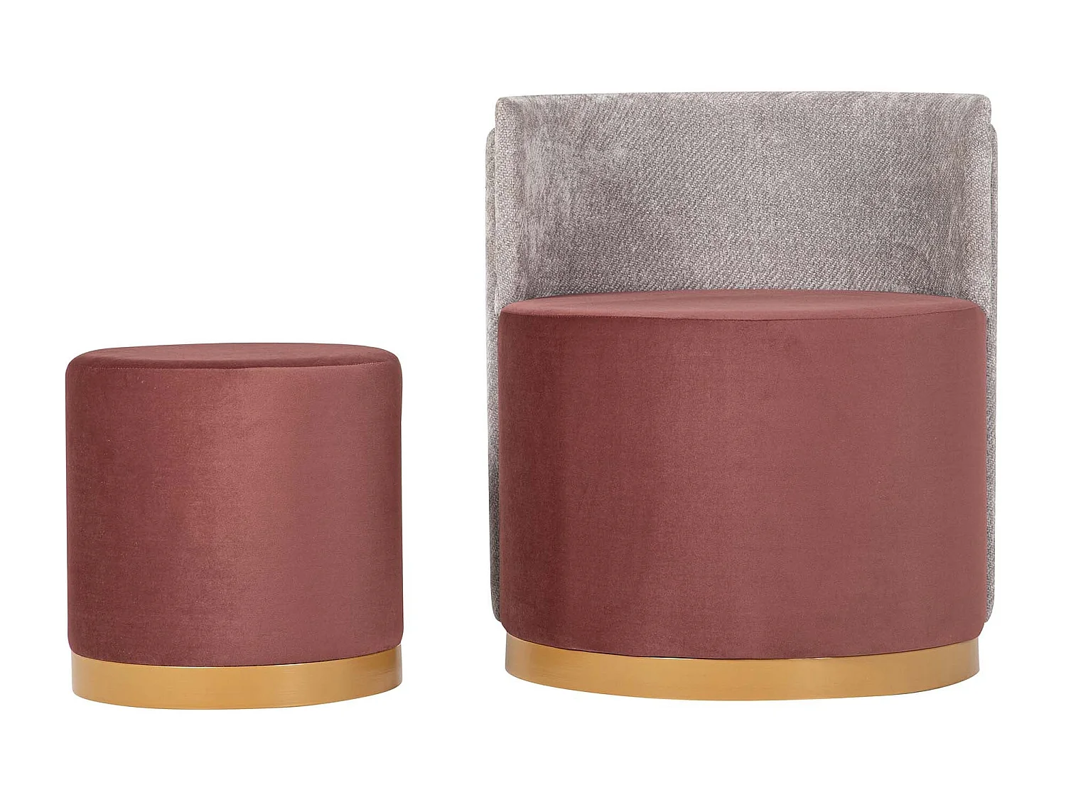 Set Butaca Y Puff Velvet 61x61x70 40x40x40 Cm