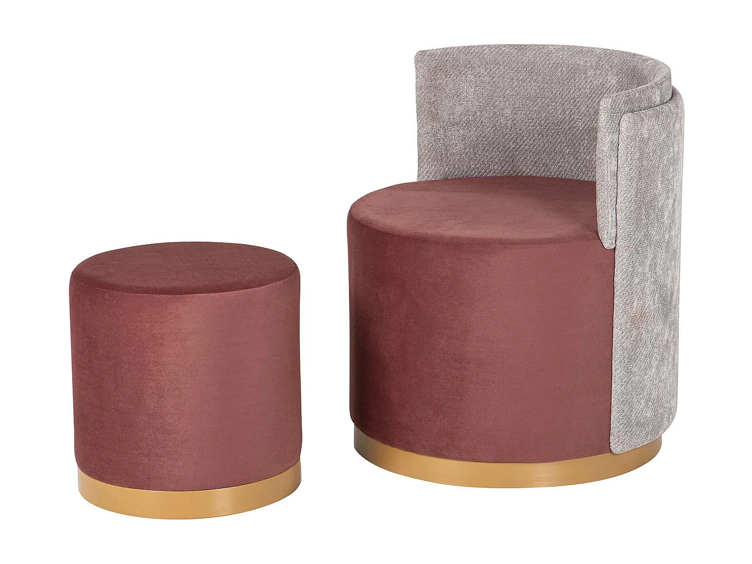 Set Butaca Y Puff Velvet 61x61x70 40x40x40 Cm