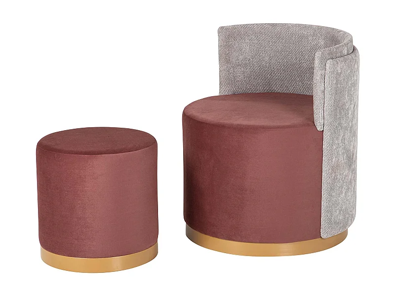 Set Butaca Y Puff Velvet 61x61x70 40x40x40 Cm