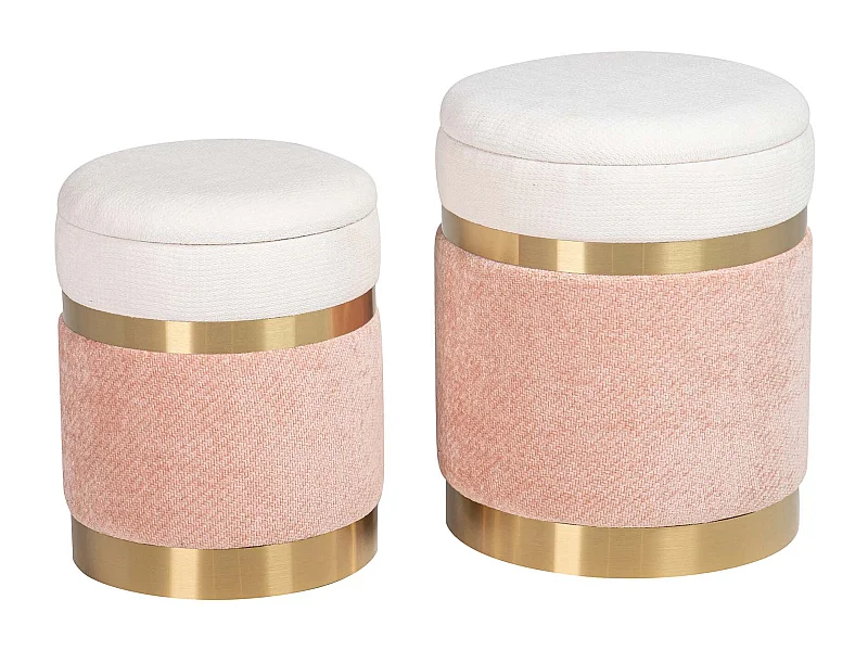 Set 2 Puffs Velvet 36x36x44 31x31x38 Cm