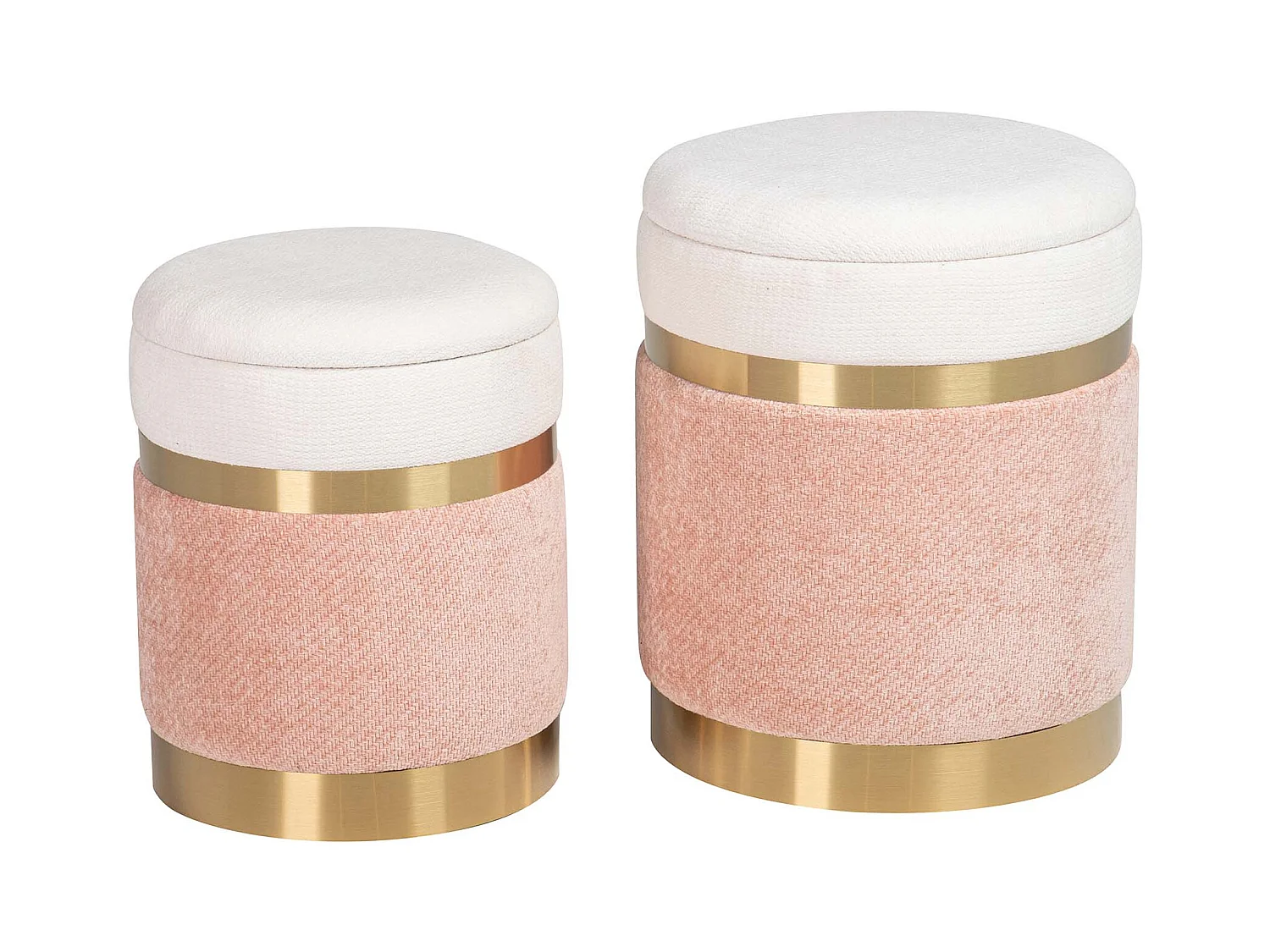 Set 2 Puffs Velvet 36x36x44 31x31x38 Cm