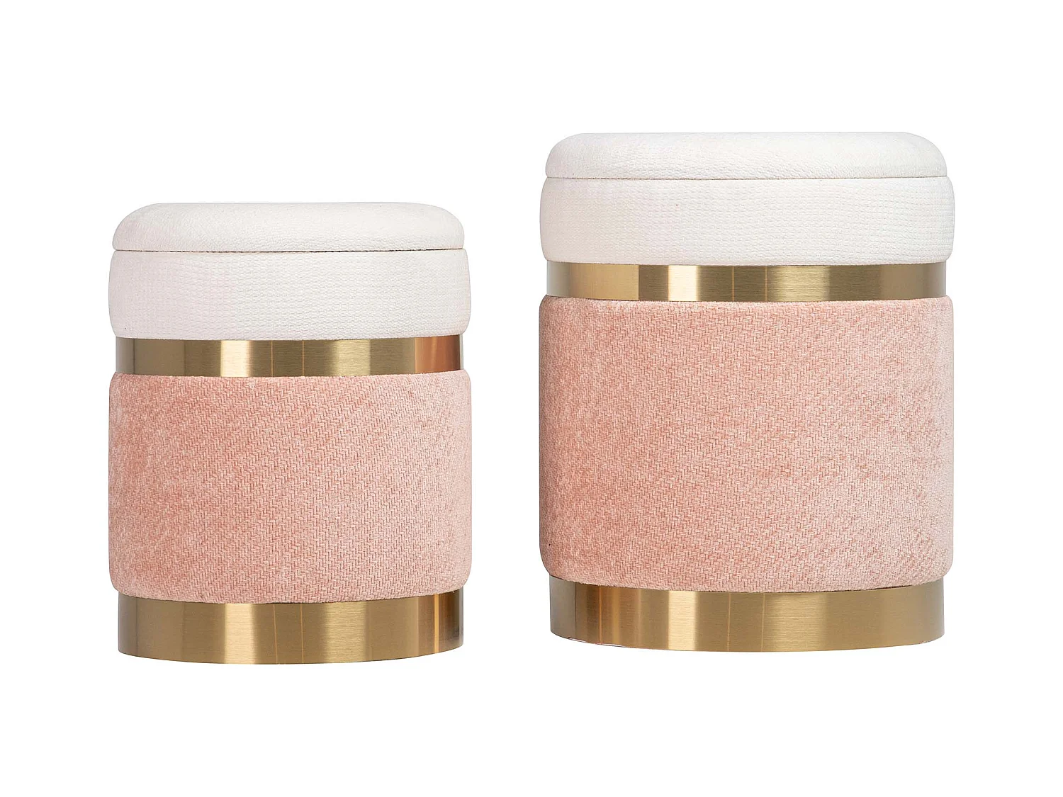 Set 2 Puffs Velvet 36x36x44 31x31x38 Cm