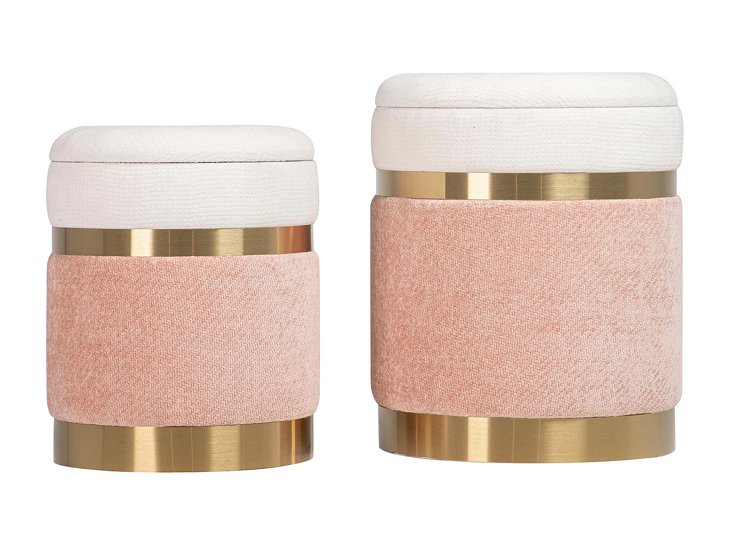 Set 2 Puffs Velvet 36x36x44 31x31x38 Cm