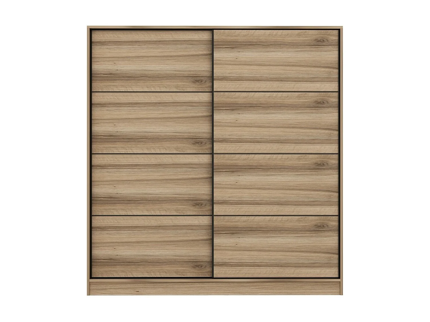 Dressing Carina Blanc L180xH190cm avec 2 portes coulissantes Bois clair