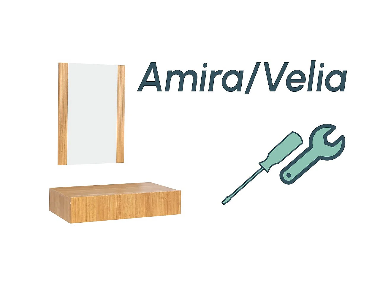 Meuble d'entrée pour Hall d'entrée Couloir en Coleur Chêne Alba 80x42x97cm Amira