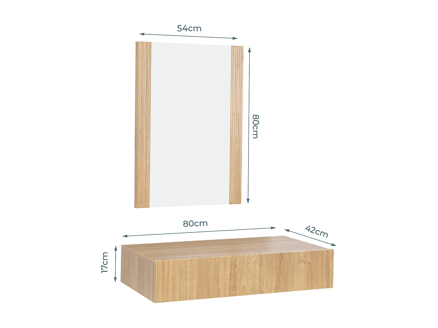 Meuble d'entrée pour Hall d'entrée Couloir en Coleur Chêne Alba 80x42x97cm Amira