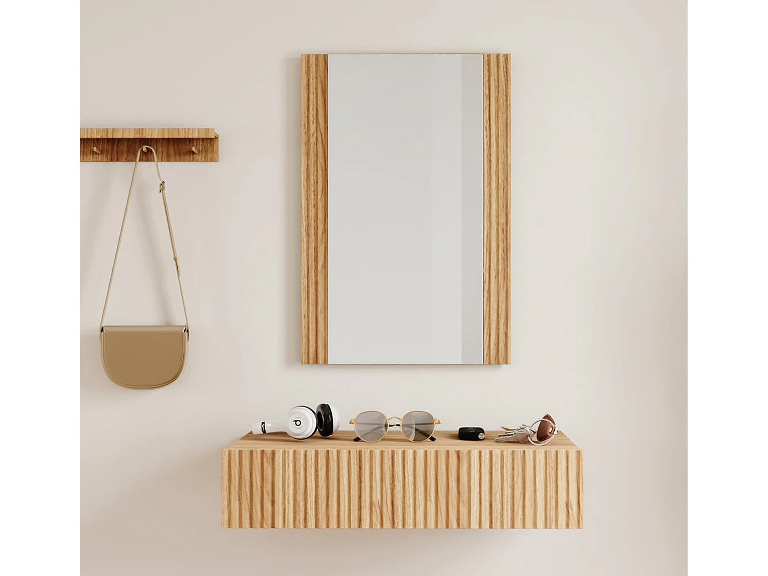 Recibidor para Entrada Pasillo en Color Roble Alba 80x42x97cm Amira