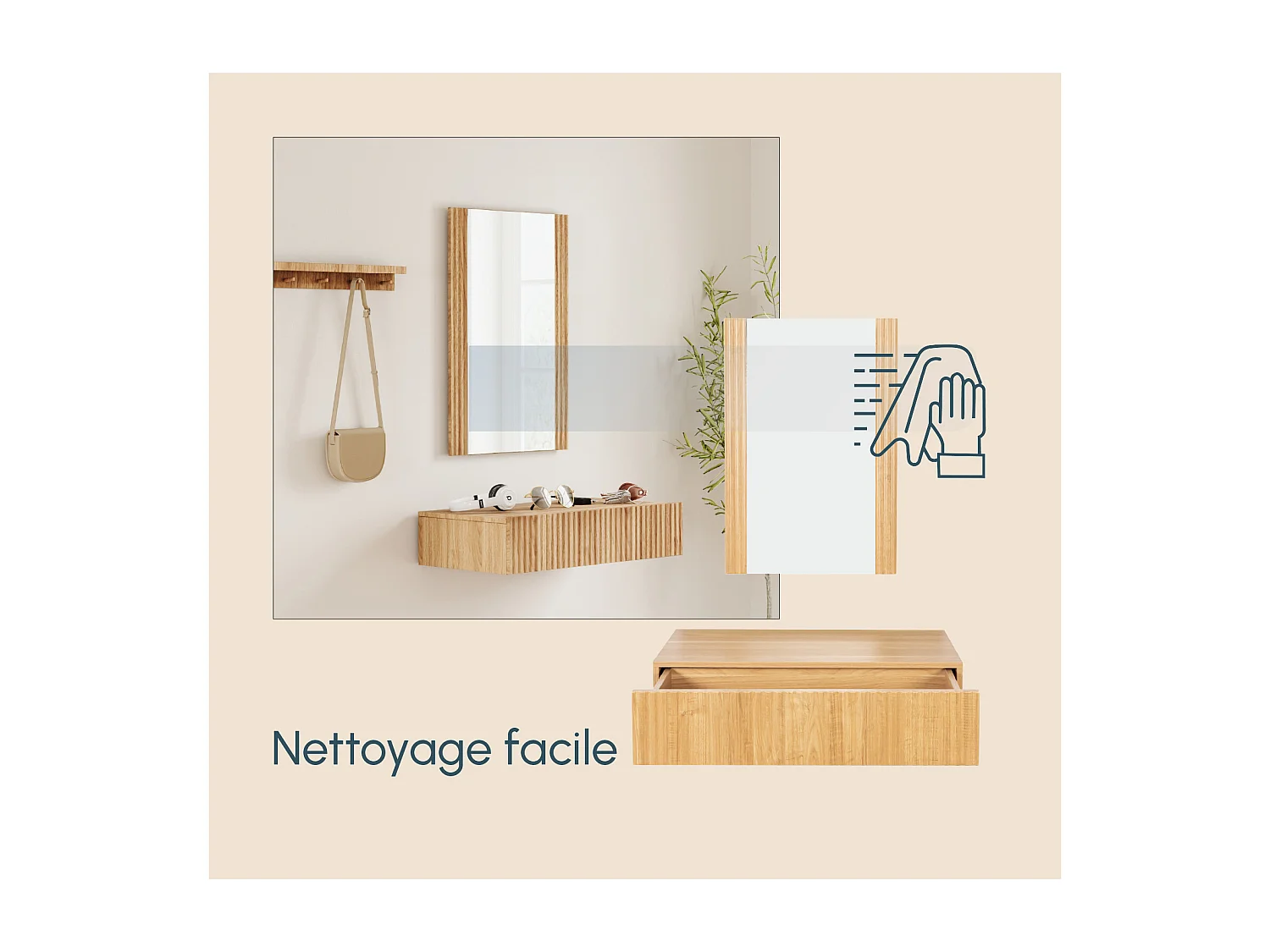 Recibidor para Entrada Pasillo en Color Roble Alba 80x42x97cm Amira