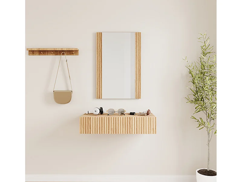 Meuble d'entrée pour Hall d'entrée Couloir en Coleur Chêne Alba 80x42x97cm Amira