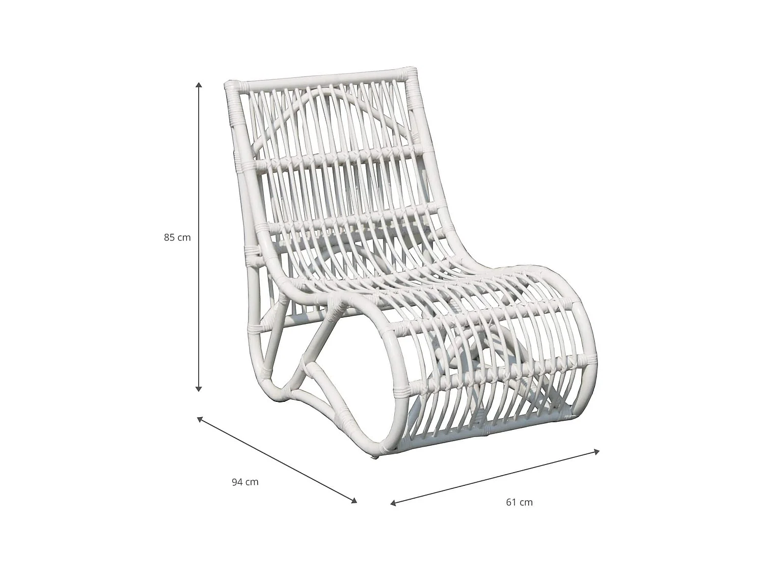 Fauteuil Rotin Naturel Chillvert Parma 61x94x85 cm Blanc Sans Accoudoirs