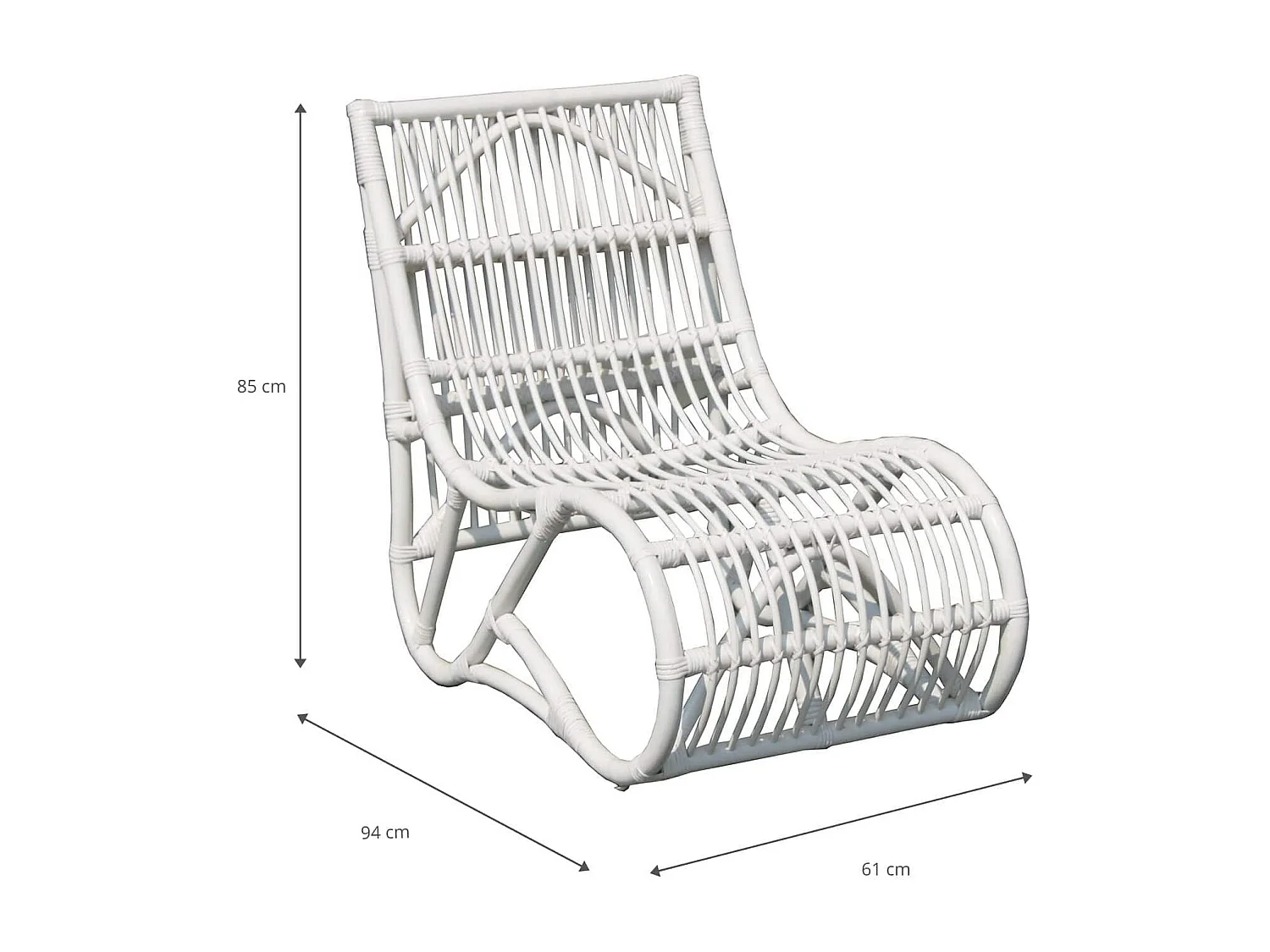 Fauteuil Rotin Naturel Chillvert Parma 61x94x85 cm Blanc Sans Accoudoirs