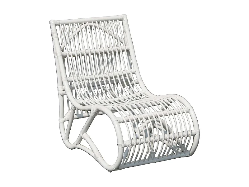 Poltrona Bassa in Rattan Naturale Chillvert Parma 61x94x85 cm Bianca Senza Braccioli