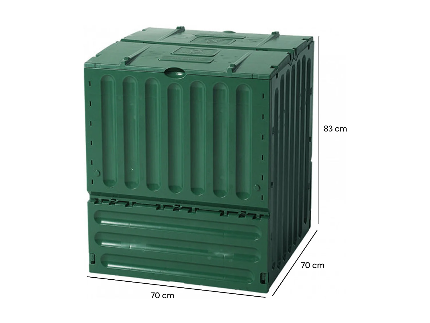 Compostador Ecológico Graf Eco King 70x70x83 cm de 400 Litros con Sistema de Ventilación y Paredes Térmicas, Color Verde
