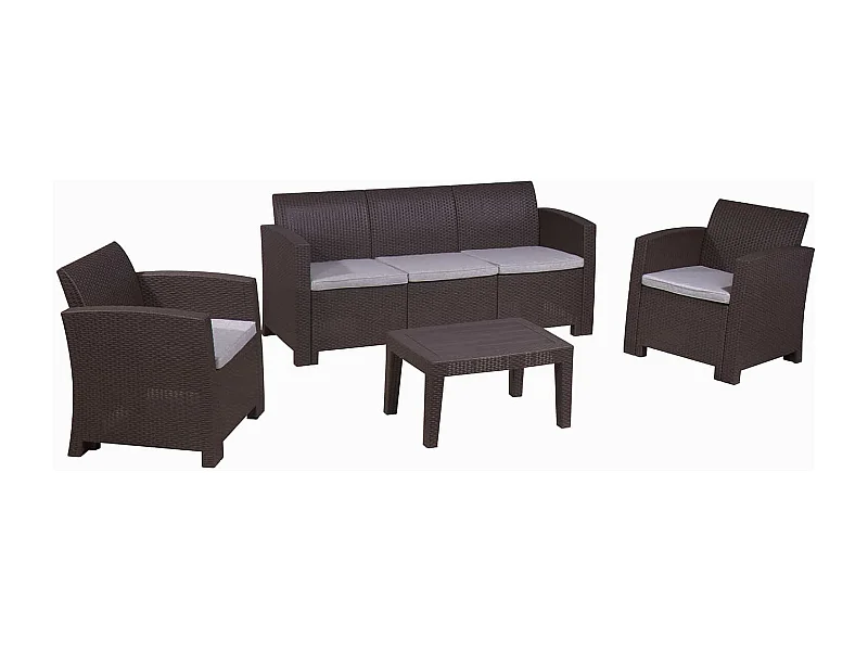 Conjunto de Jardín Chillvert Salerno Resina 1 Sofá+ 2 Sillones + 1 Mesa Marrón