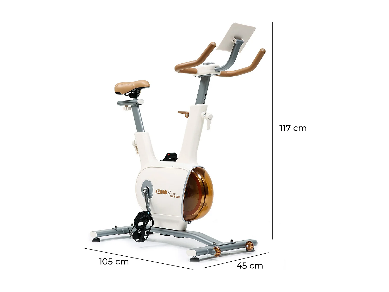 Vélo d'Appartement Biking Keboo Fitness Serie 900 White Freinage Magnétique | Volant 7 kg et 32 Niveaux | Siège et Guidon Réglables