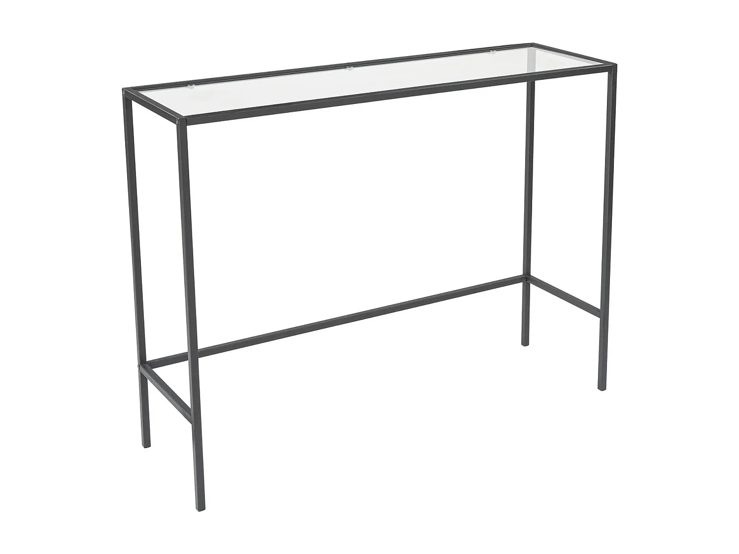 Console Uzoe L100cm Métal Noir et Verre transparent