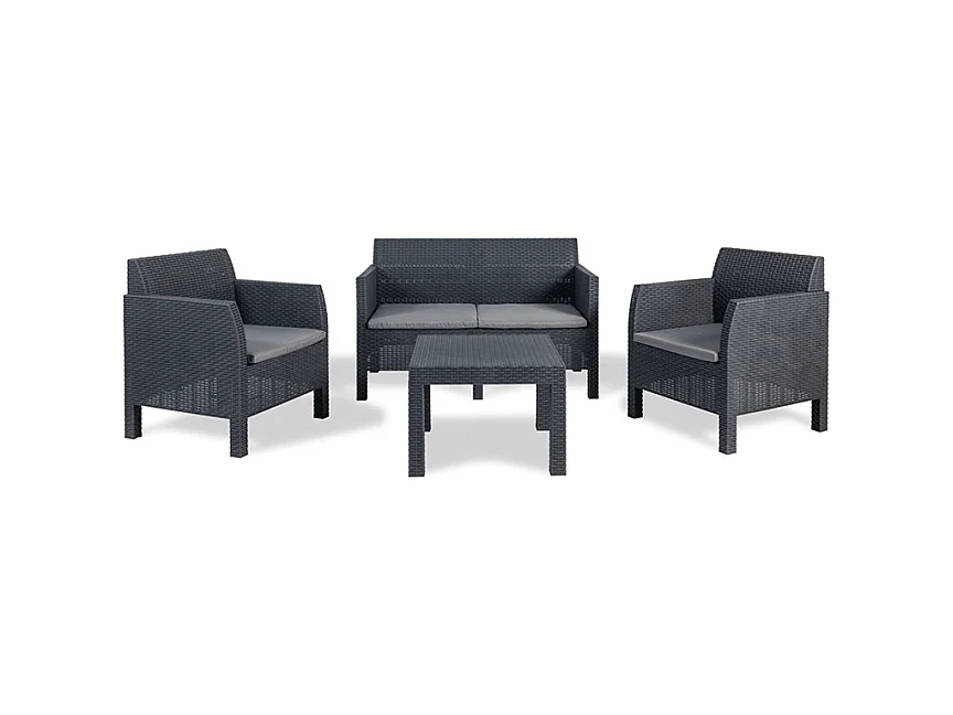 Toomax Matilde 4 Ensemble de Jardin et Terrasse avec 1 Canapé 121x65x75 cm + 2 Fauteuils 65x65x75 cm + Table 59x59x43 cm Effet Rotin