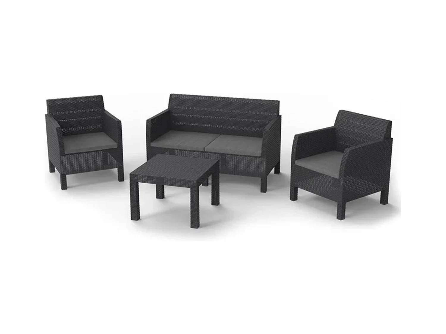 Toomax Matilde 4 Ensemble de Jardin et Terrasse avec 1 Canapé 121x65x75 cm + 2 Fauteuils 65x65x75 cm + Table 59x59x43 cm Effet Rotin