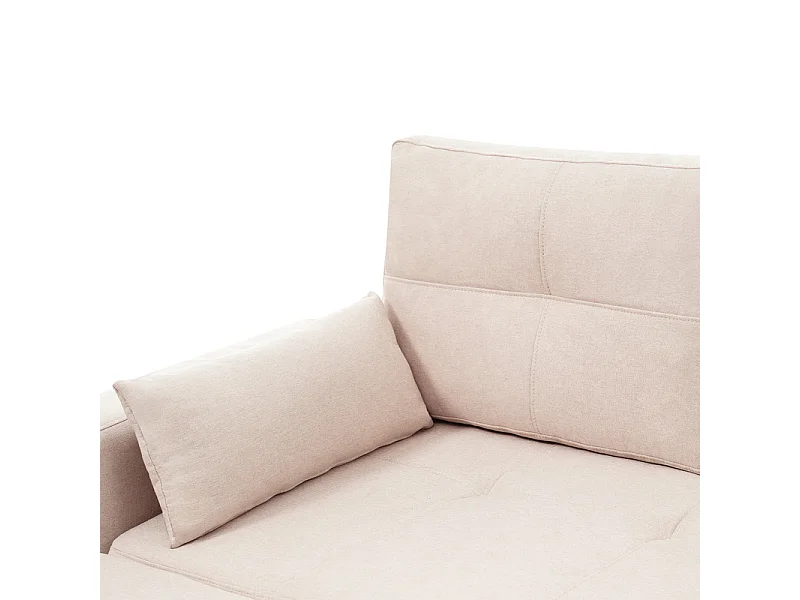 Eck-Schlafsofa aus Samt - 3-Sitzer - mit Stauraum, Edelstahl-Halter für Becher - 205x139x87cm - Beige