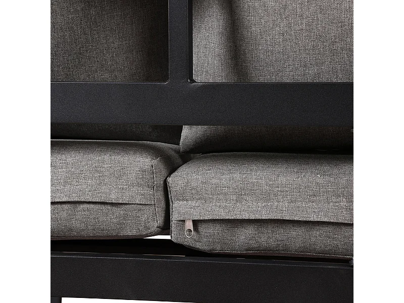 Salon de jardin en aluminium: canapé 3 places, canapé 2 places et table en verre - avec fonction de couchage - Gris