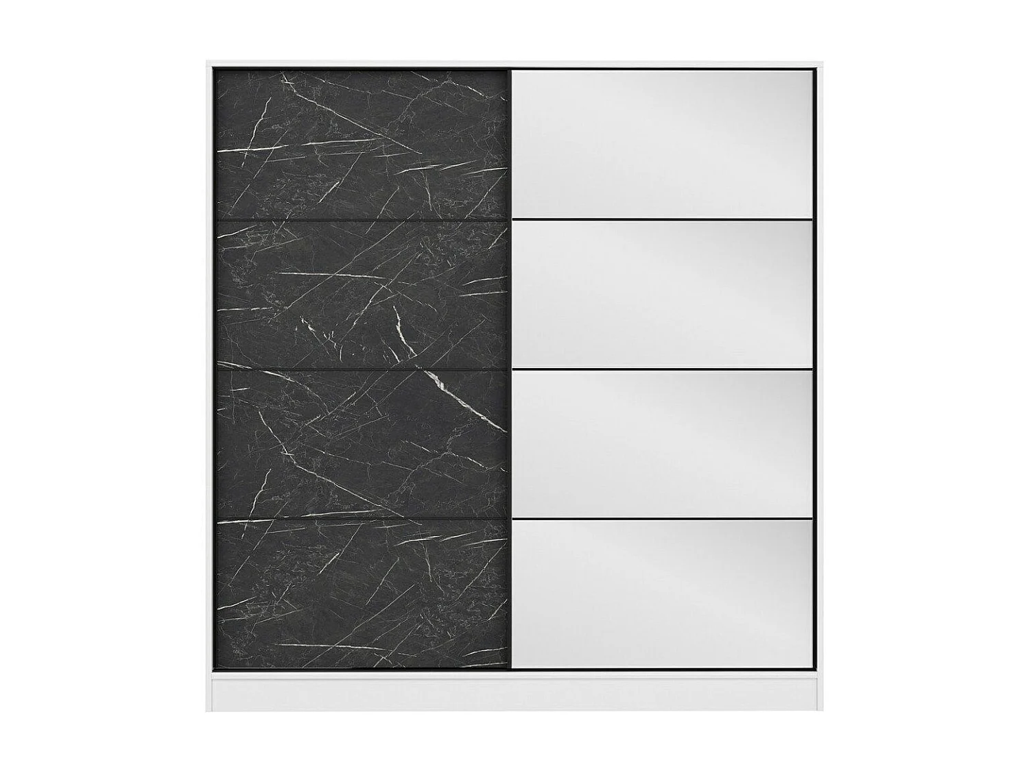 Guardaroba Kailua L333, Marmo nero|Bianco, 190x180x60cm, Porte guardaroba: Scorrevole