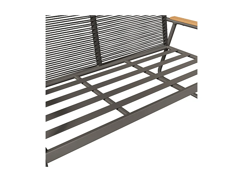 Salon de jardin 4 personnes: Canapé 2 places, 2 fauteuils et 1 table basse - avec un cadre en fer galvanisé - pieds réglables