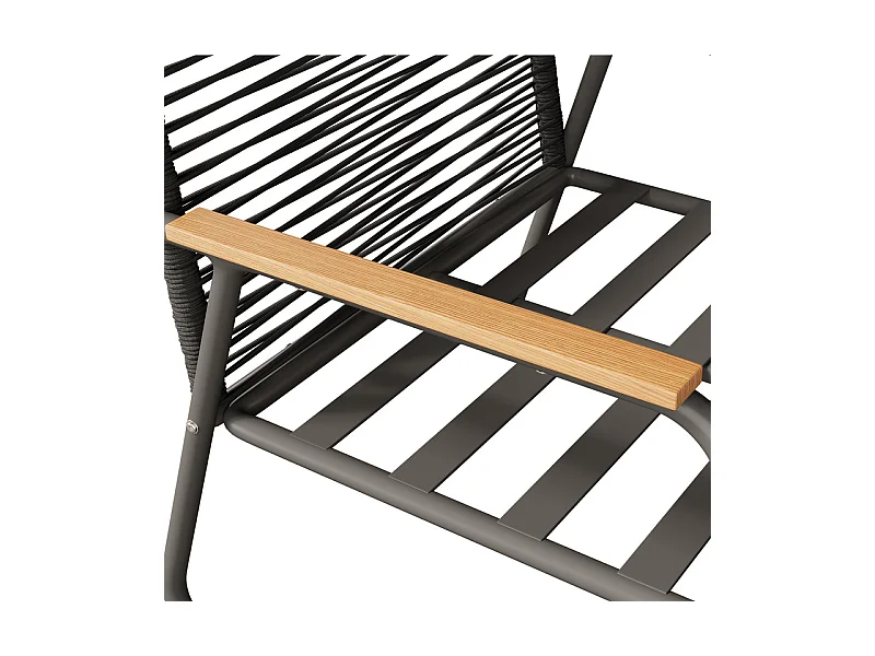 Salon de jardin 4 personnes: Canapé 2 places, 2 fauteuils et 1 table basse - avec un cadre en fer galvanisé - pieds réglables