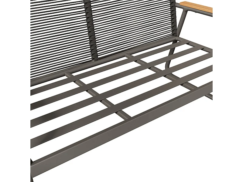 Salon de jardin 4 personnes: Canapé 2 places, 2 fauteuils et 1 table basse - avec un cadre en fer galvanisé - pieds réglables