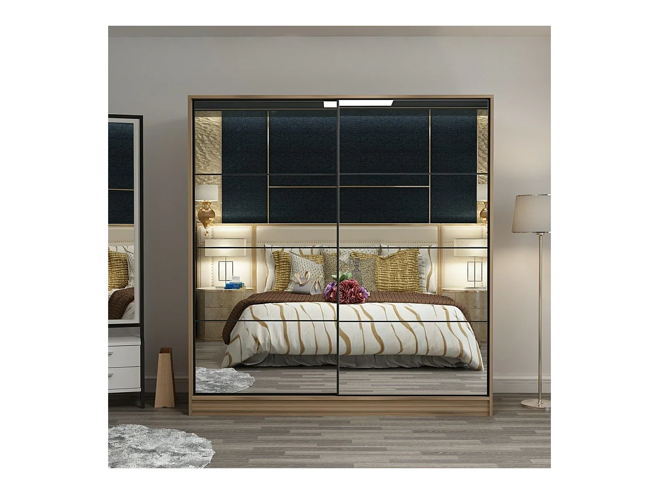 Armario Kailua T107, Roble, 210x220x60cm, Puertas de armario: Correderas