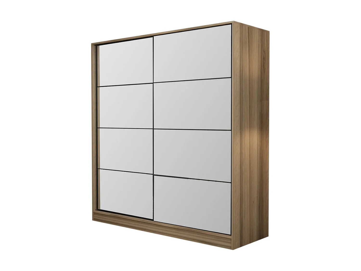 Dressing Carina bois clair L220xH210cm avec 2 portes coulissantes Miroir