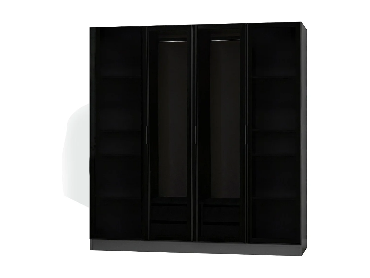 Dressing 4 portes Verre fumé Noir Antipaxos L180xH190cm 1 tringle et 2 tiroirs Anthracite