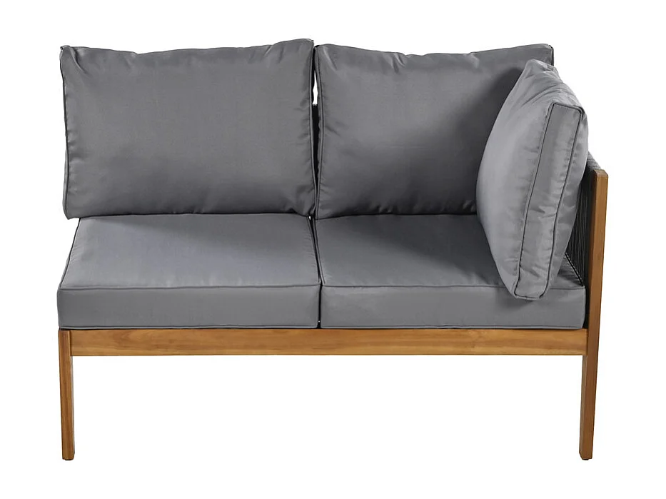 Tuinmeubilair van acaciahout - voor 7-8 personen - 2 salontafels, L-vormige bank en fauteuil - Natuur en Grijs