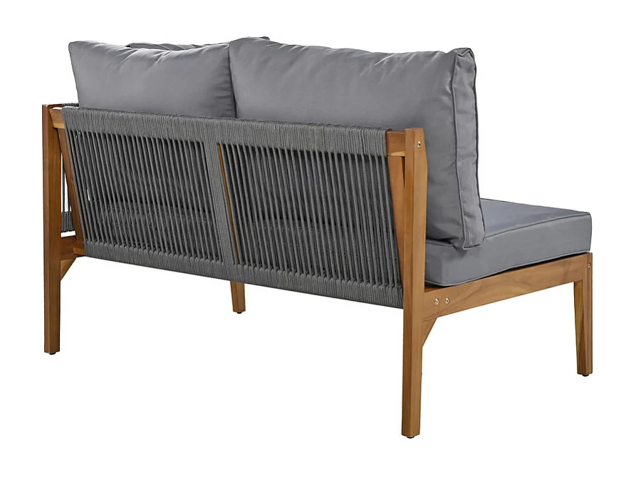 Tuinmeubilair van acaciahout - voor 7-8 personen - 2 salontafels, L-vormige bank en fauteuil - Natuur en Grijs