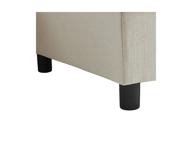 3-Sitzer-Sofa aus Leinenstoff, mit Pouf, 3 Lendenkissen und 2 Kissen, 220x83x81cm, Beige