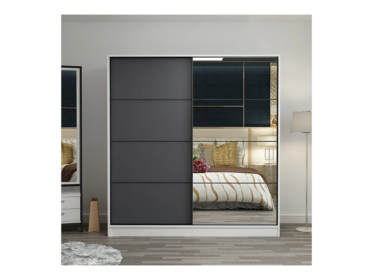 Armario Kale-3163 antracita blanco 180x190x52 cm