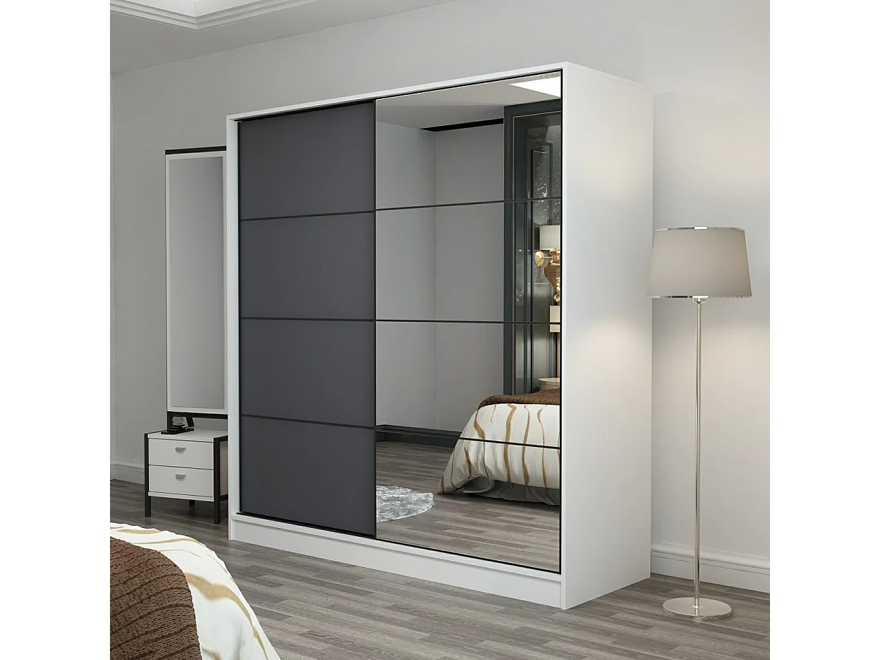 Armario Kale-3163 antracita blanco 180x190x52 cm